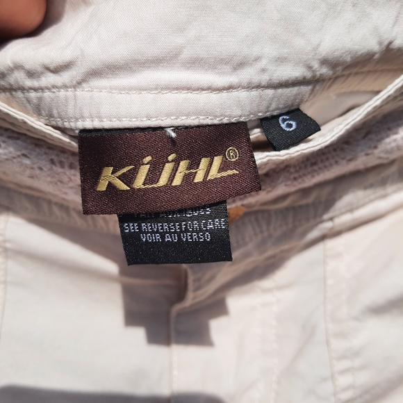 Kuhl Size 6 Cropped Capri Cream Beige Organic Cotton Lycra Pants Waist Detail - Picture 6 of 8